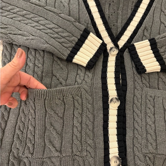 Zara Charcoal Cable Knit Cardigan - Picture 2 of 6